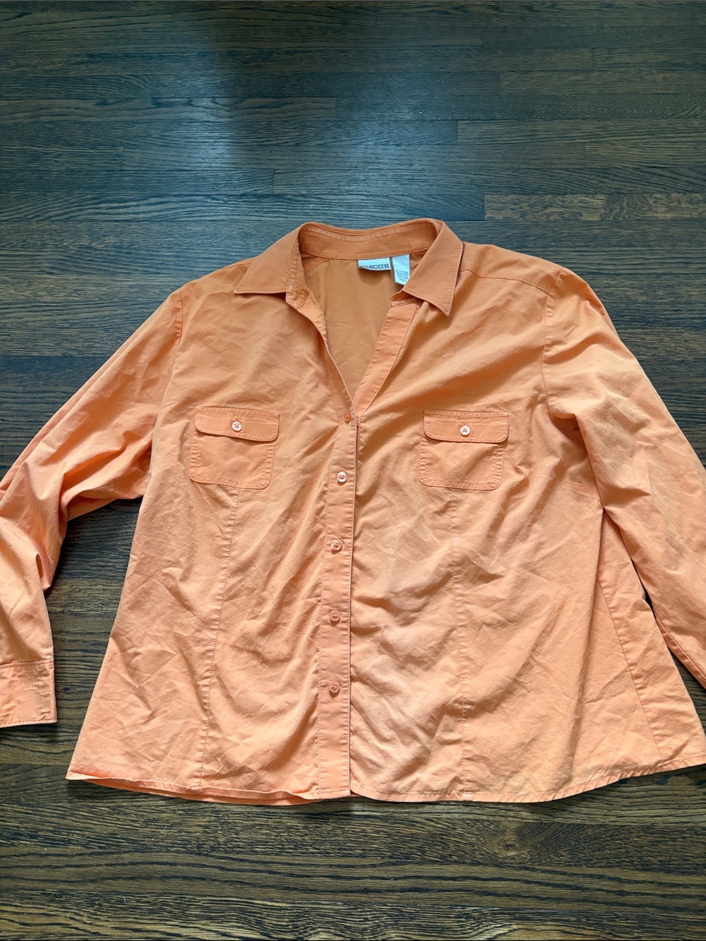 Chico's Button-Down Shirt in Peach Orange